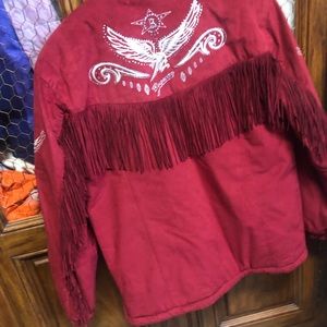 Bogner suede ski jacket with fringe.